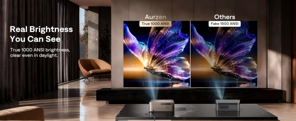 Aurzen EAZZE D1 MAX projector with Google TV interface